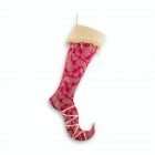 Elf stocking Lady Guinevere pink with gold paisley motifs.