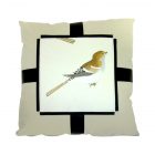 Cushion The Nightingale - Bird illustration - beige brown black