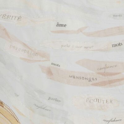 Détail de l'œuvre textile Mots dits Mots tus - Nuage de mots