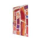 Abstract textile artwork Passages - orange, red, pink, purple, white