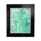 Textile artwork Faire sa place - Vegetation and flowers of undergrowth in lace, silk, linen on a cyanotype background