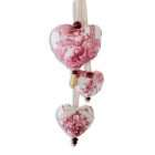 Trio of hearts Adelaide in red toile de Jouy on white background