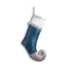Christmas stocking Comet turquoise and silver with fur and velvet