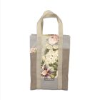 Utility bag in beige and grey floral fabric