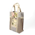 Gray and beige floral tote bag