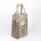 Beige, grey and floral reusable cloth bag