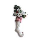 Christmas stocking Noisette decorated with white poinsettias and fir branches