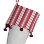 Christmas stocking Noisette - Red and white striped cuff with red tips and bells
