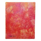 Tableau d'art abstrait Secret enfoui par Christine Grenier. Rouge, orange, jaune, rose.