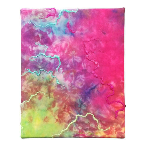 Tableau abstrait textile Fugue d'un songe symbolisant le mouvement furtif du rêve.