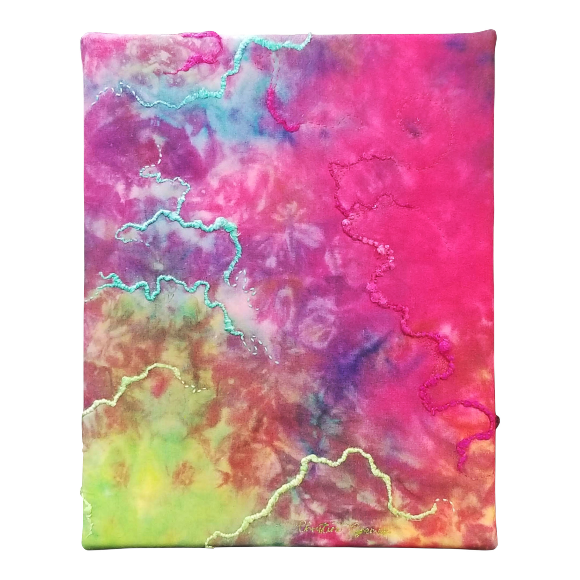 Tableau abstrait textile Fugue d'un songe symbolisant le mouvement furtif du rêve.