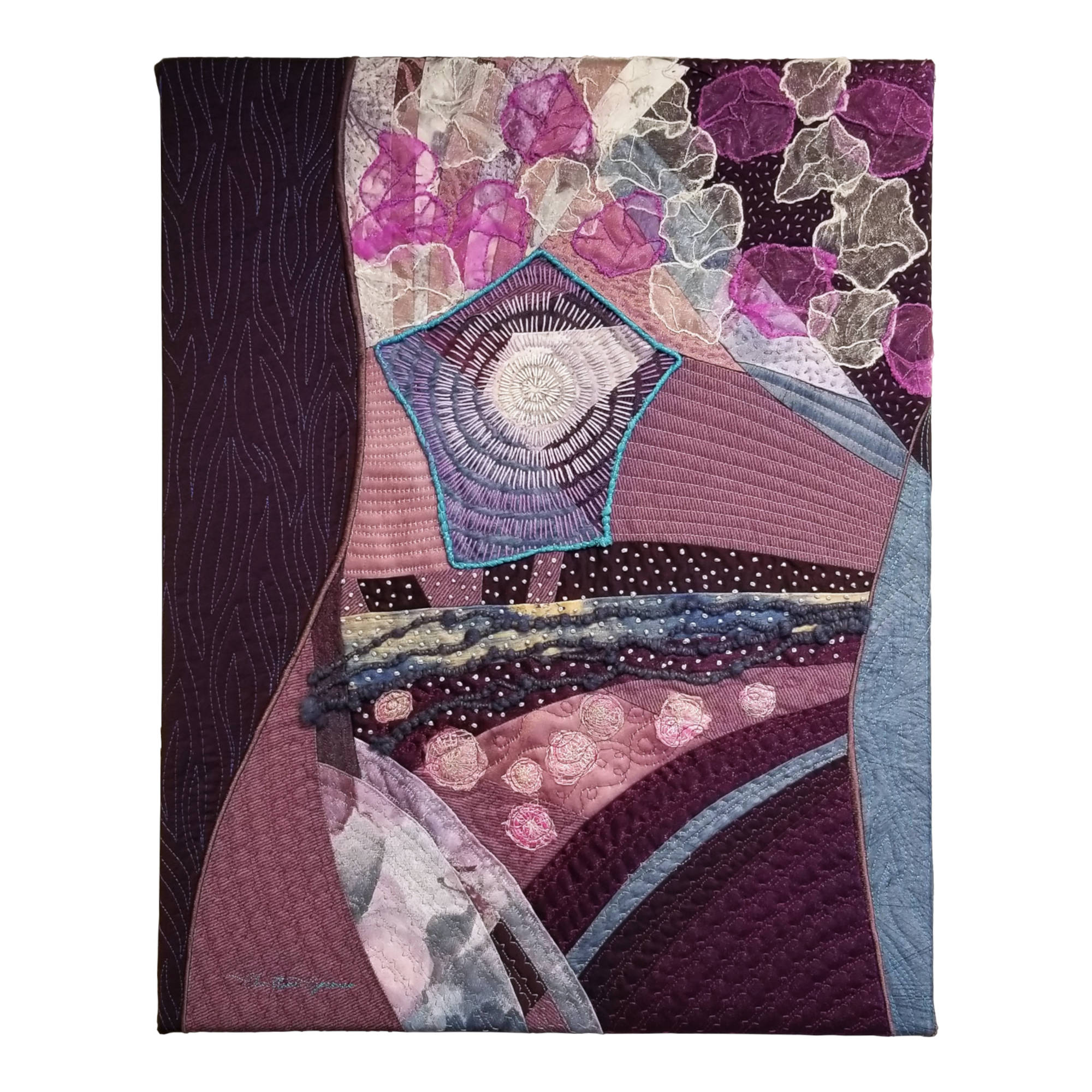 Le Moi et le Soi est un tableau d'art textile de Christine Grenier. Une œuvre symbolisant l'harmonie entre le corps et l'âme.