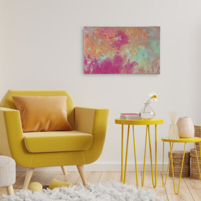 Tableau abstrait Parfum de bonheur, couleurs vives donnant le sentiment de vivre un moment de bonheur.